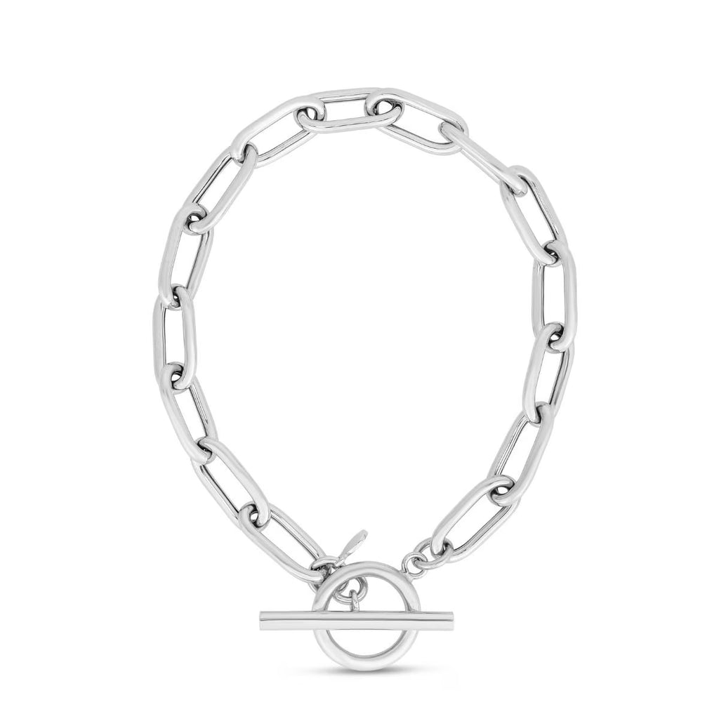Sterling Silver Paperclip Toggle Chain Necklace, 18" E589