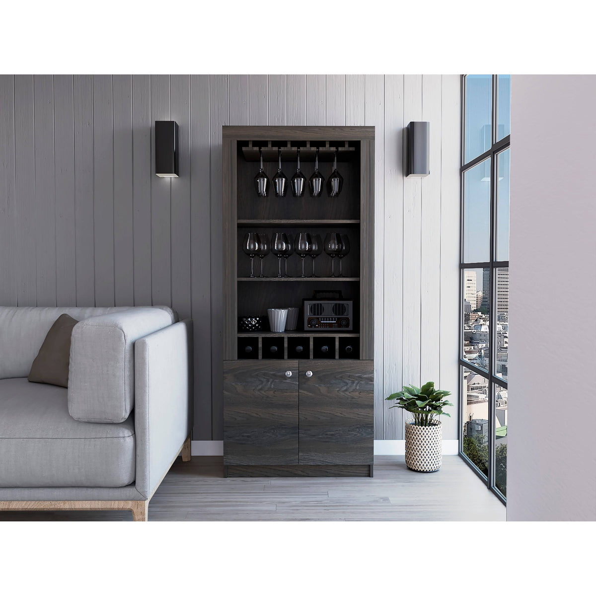 Black Wengue Bar Cabinet L382667