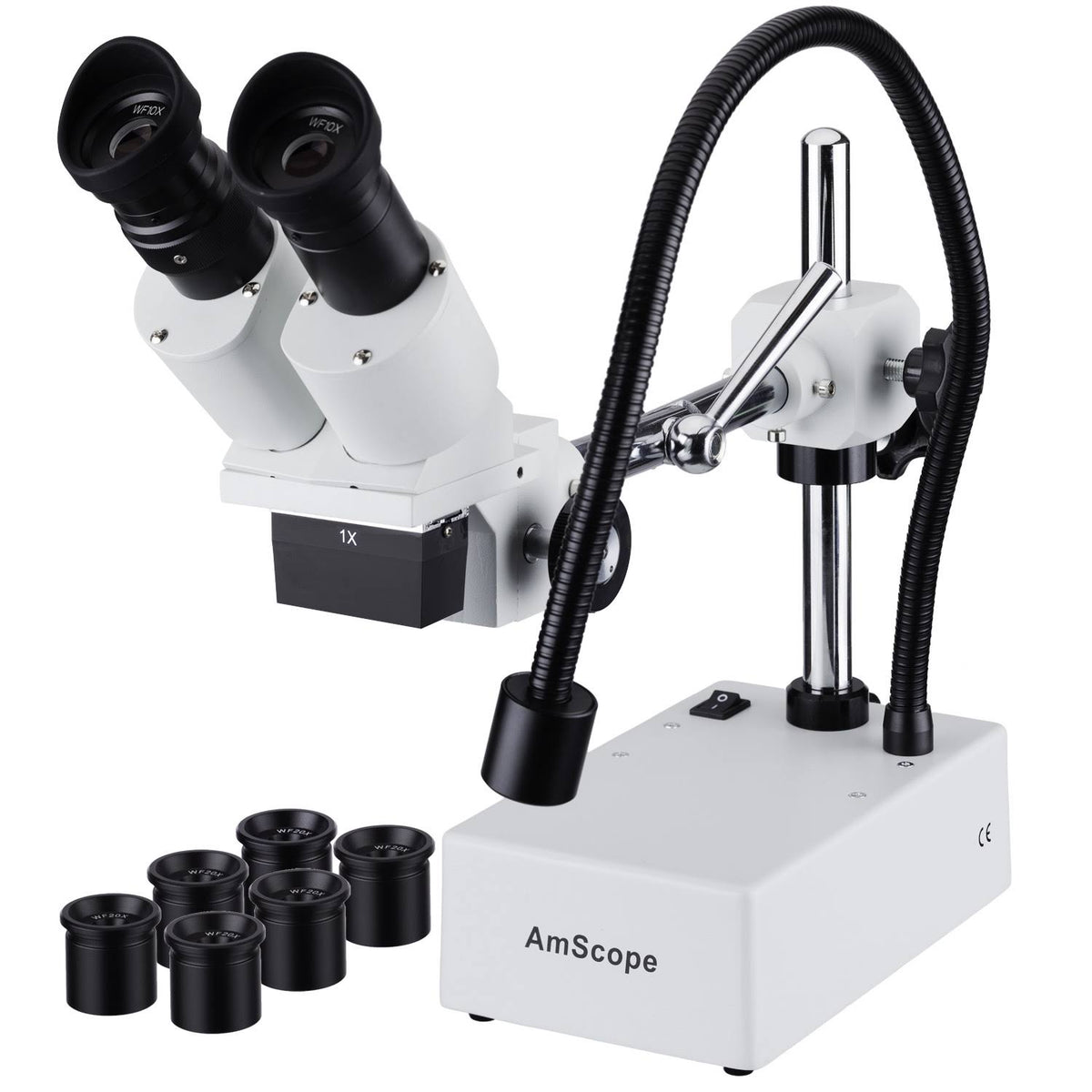 Compact Fixed-Lens Stereo Boom-Arm Microscope with Gooseneck LED Light F2811