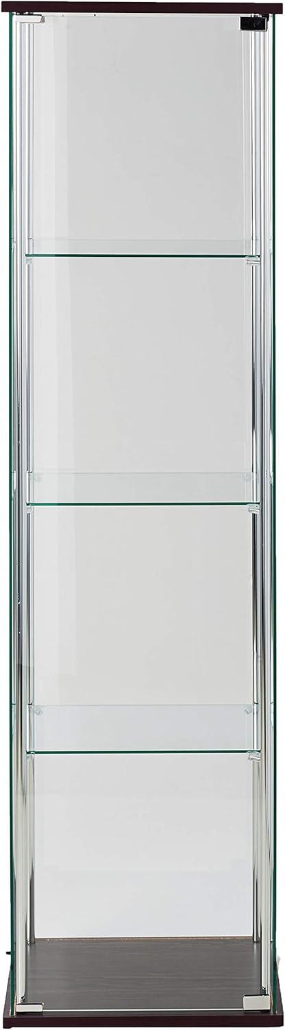 4-Shelf Glass Curio Cabinet, Cappuccino and Clear F664091