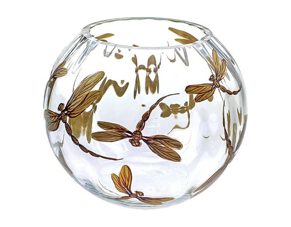 7.25" Glass Ball Vase Hand Painted Handmade Centerpiece I266696