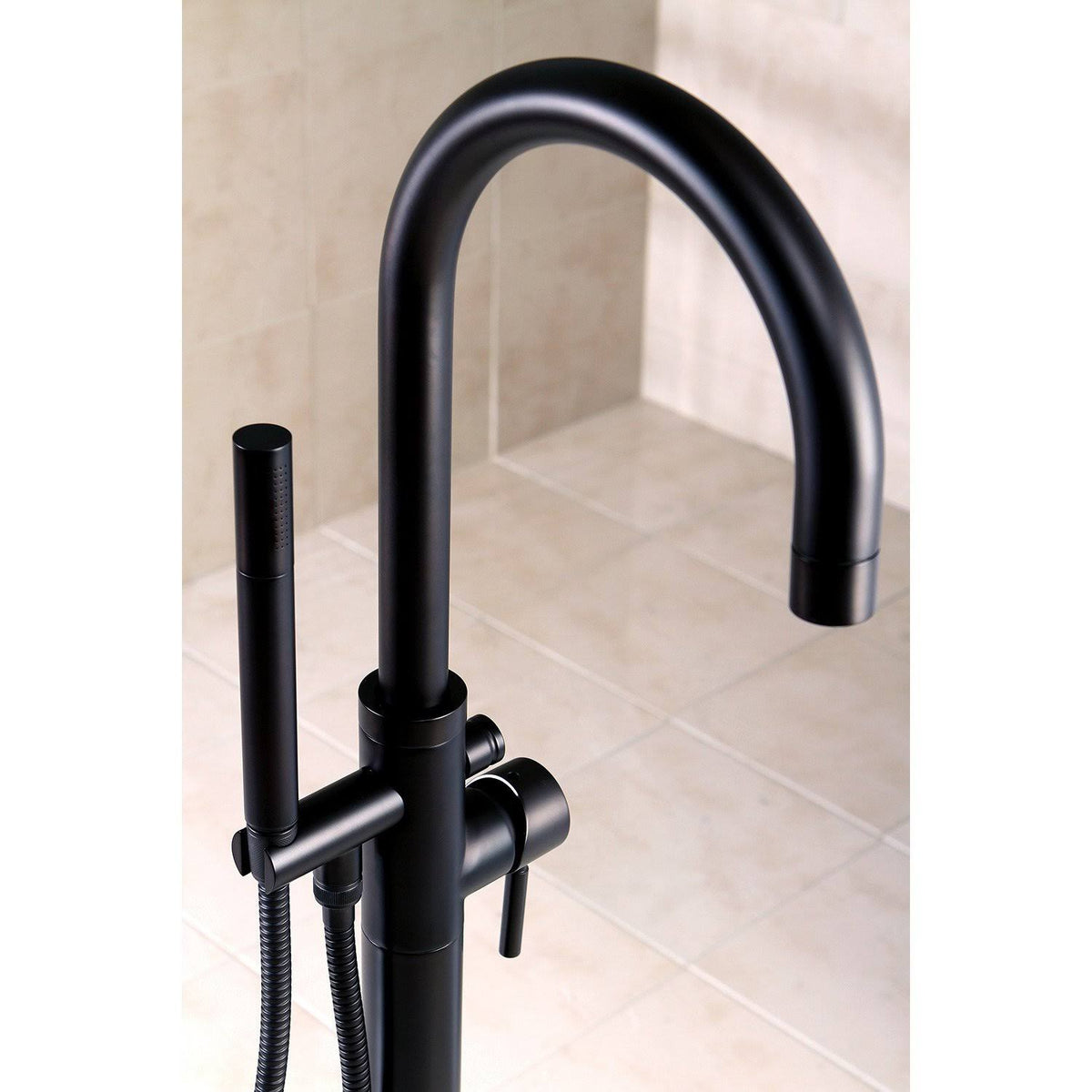 Polished Chrome Floor Mount Tub Filler with Hand Shower Q274372
