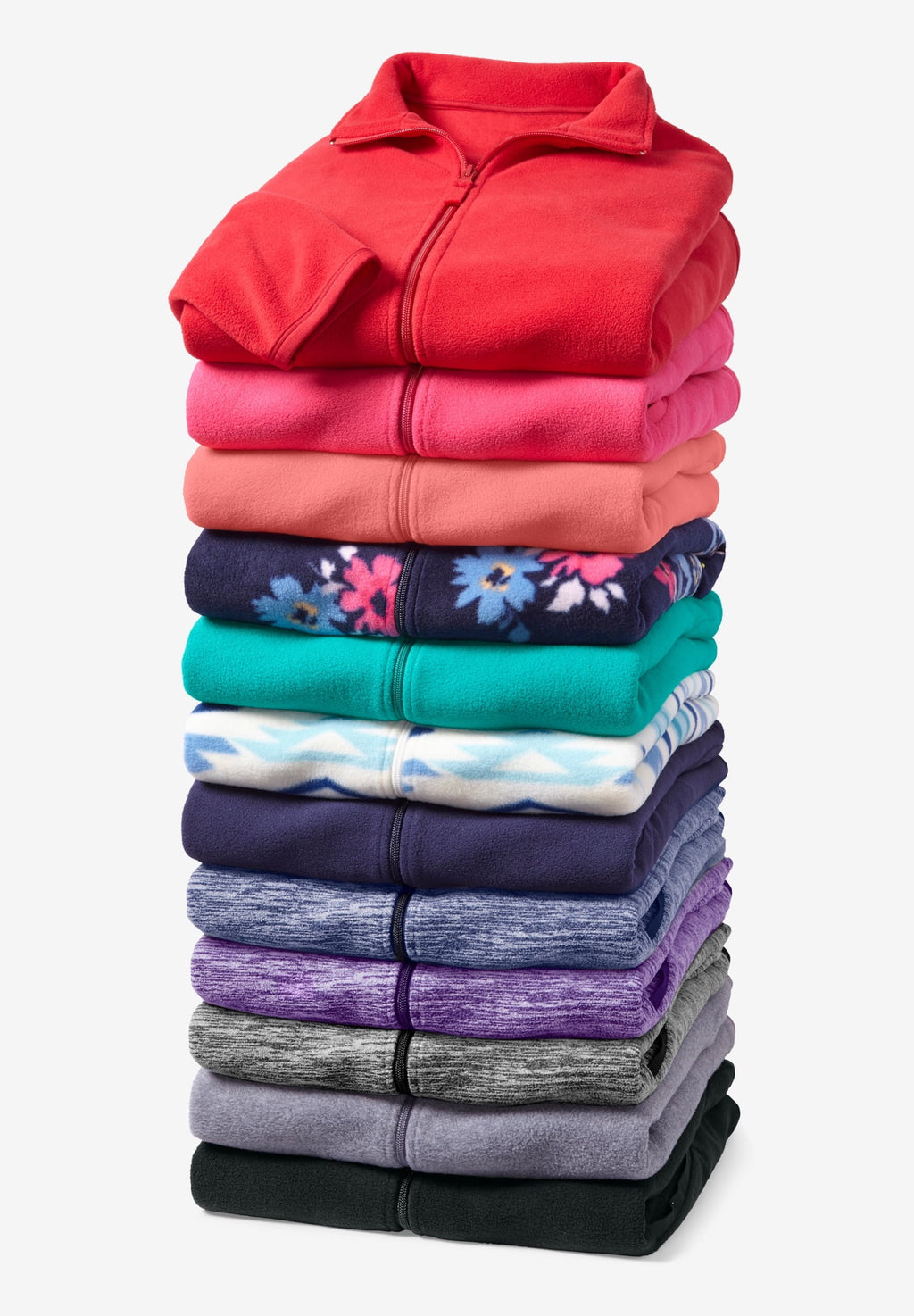 Radiant Purple Marled Plus Size Zip-Front Microfleece Jacket V8795