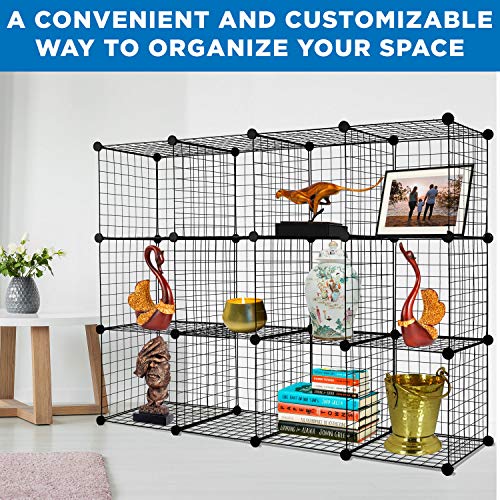 12-Cube Black Metal Wire Storage Organizer K491225