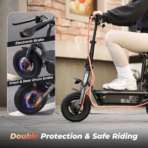 Electric Scooter with Seat, 14" Pneumatic Tire, Height Adjustable Seat T186125