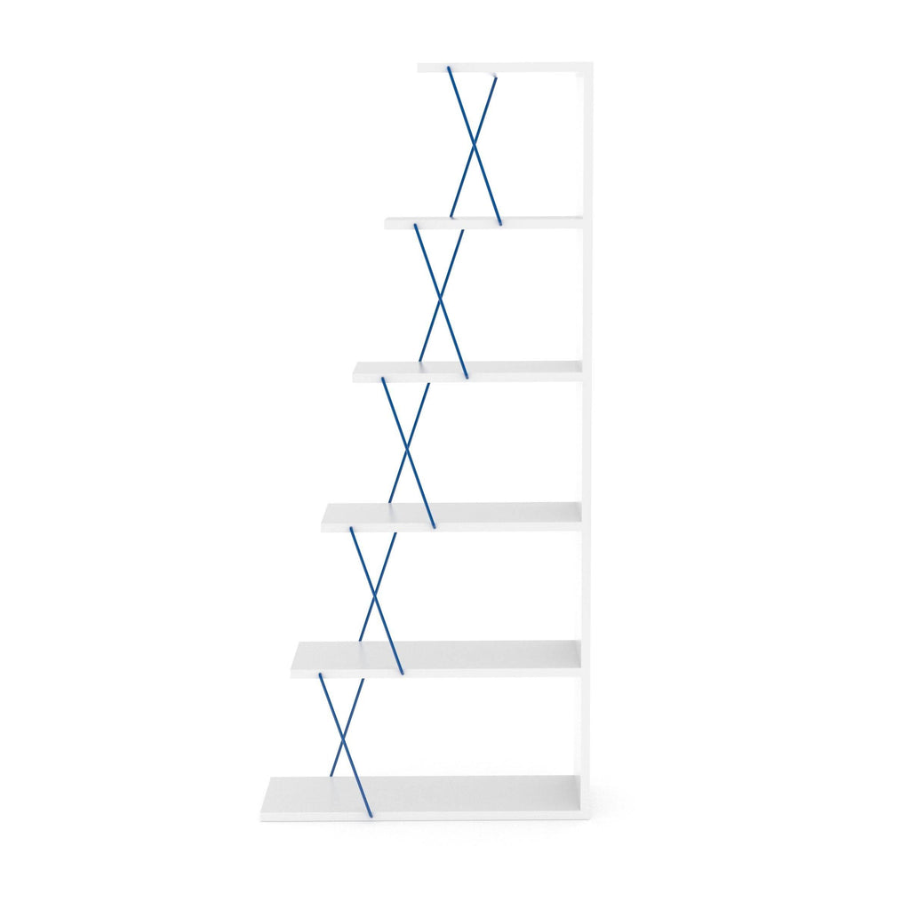 Chrome-White 5-Shelf Angled Bookcase M723595