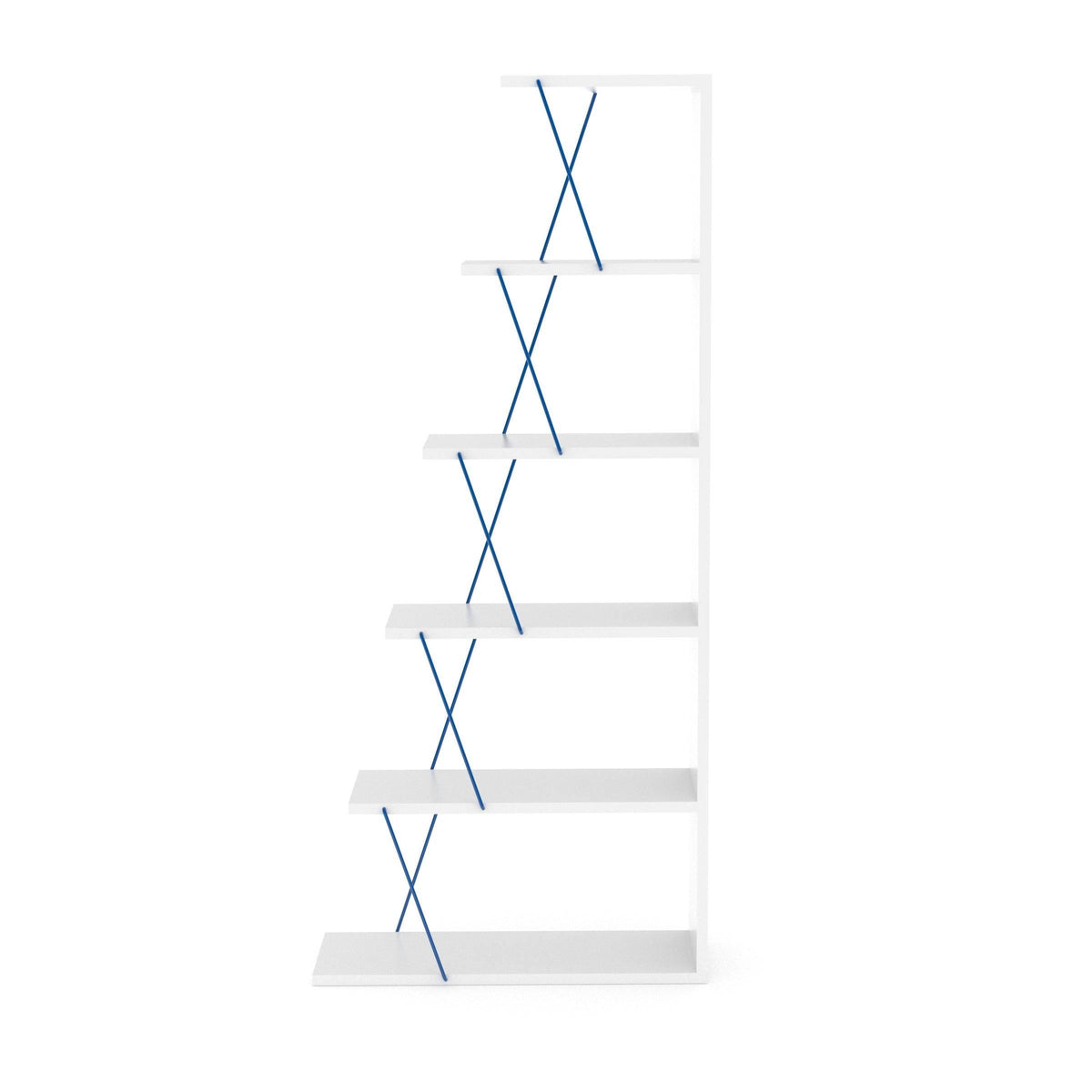 Chrome-White 5-Shelf Angled Bookcase M723595