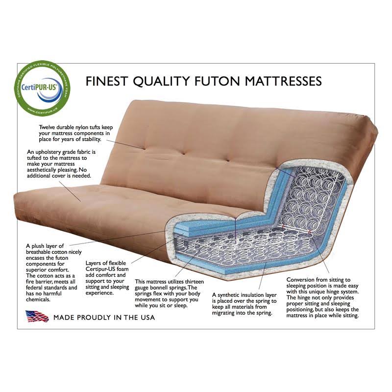 Full Futon with Linen Charcoal Mattress and Storage Drawers P5278