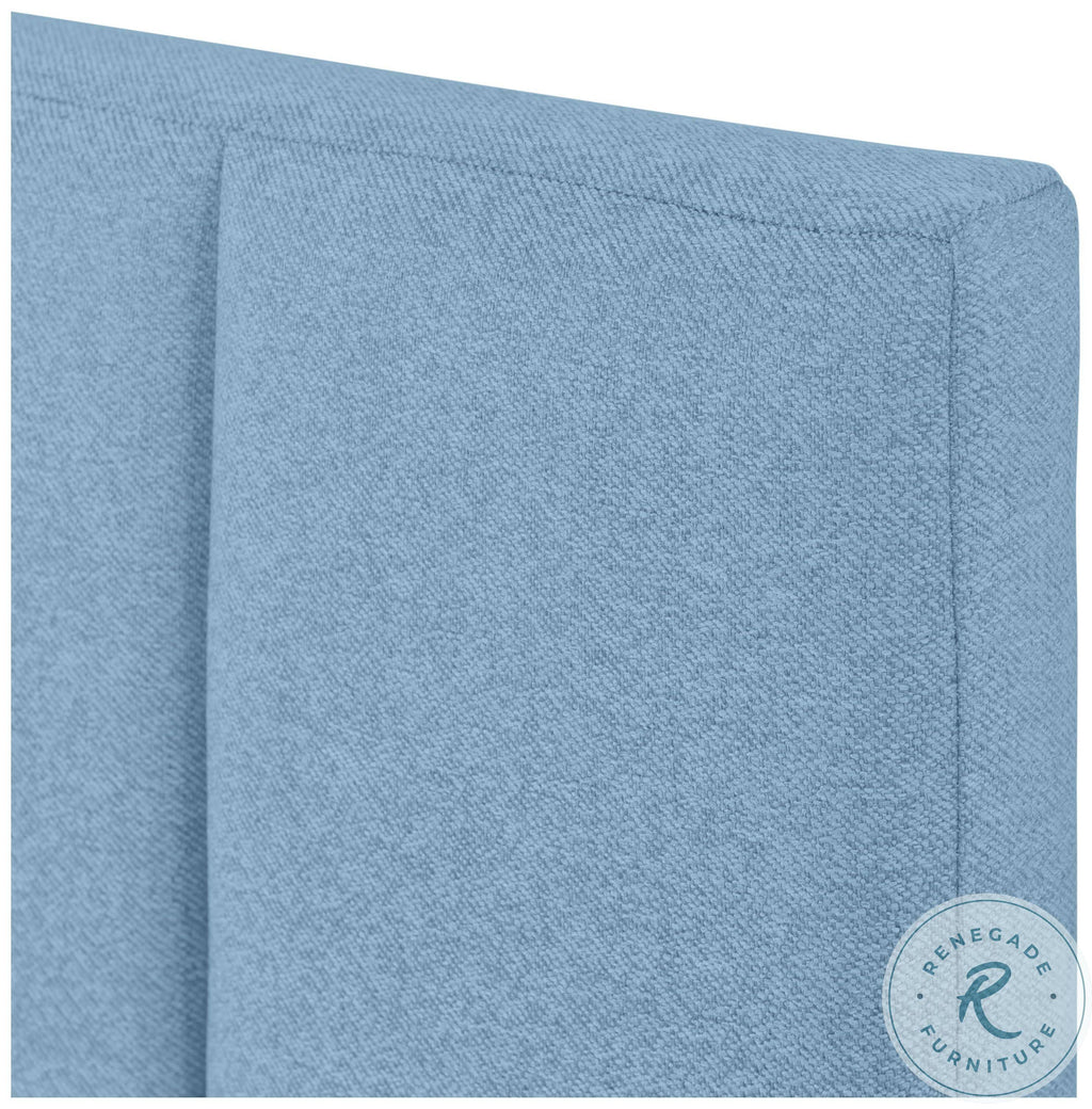 Blue Fabric Vertical Channel Twin Headboard R66071