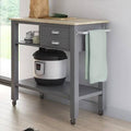 Rolling Kitchen Cart with Solid Wood Top U179814