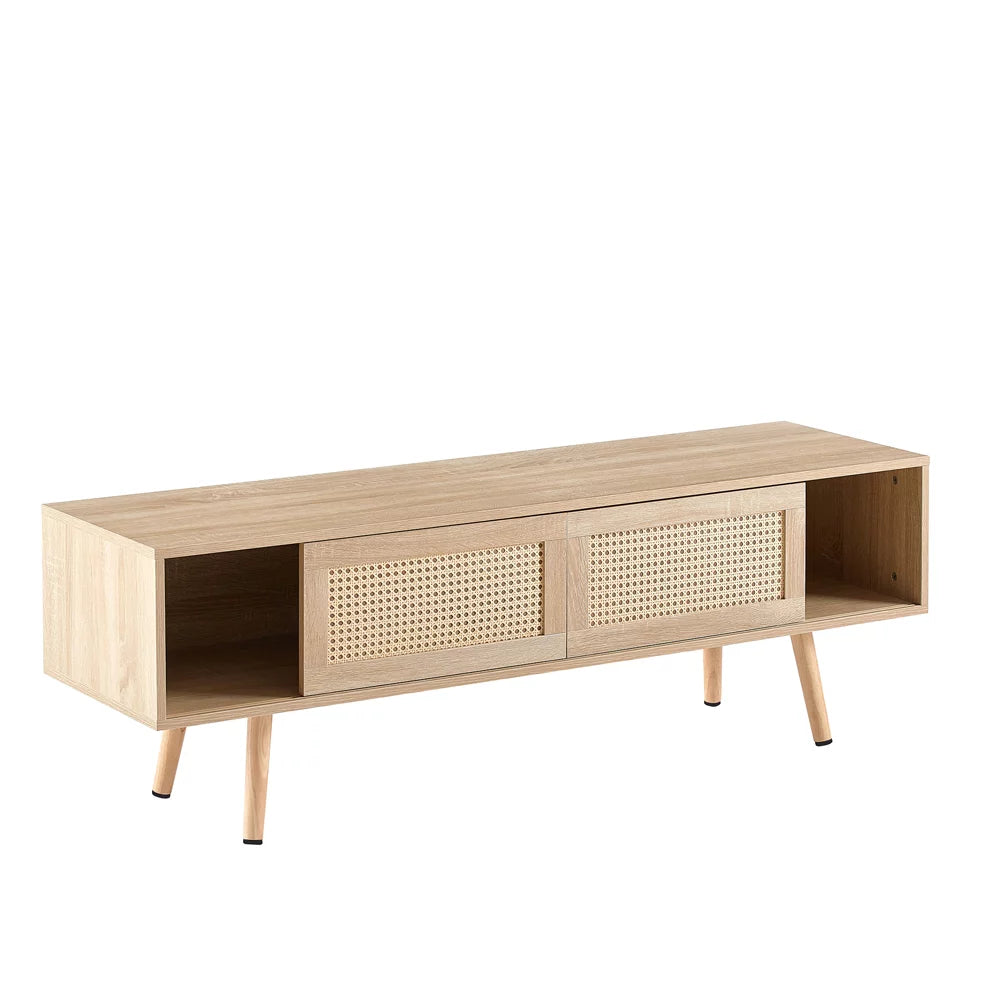 55 Inch Rattan TV Stand with Cabinet Storage U52369