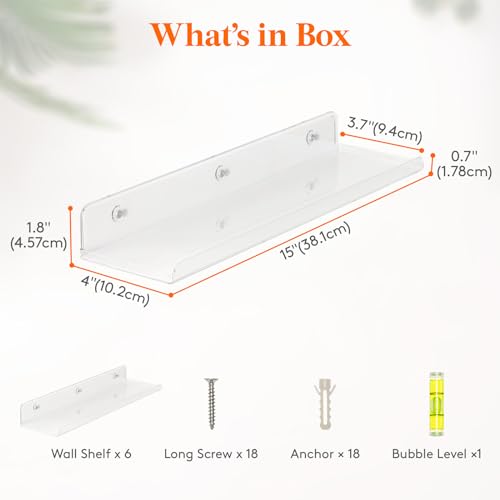10 Pack White Acrylic Shelf 15" E2612