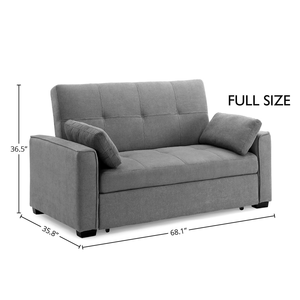 Light Gray Chenille Sleeper Sofa with Accent Pillows B467