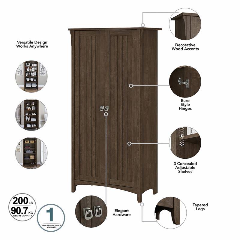 Brown Bathroom Storage Cabinet with Doors L906
