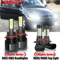 LED Headlight + Fog Light Bulbs Kit 4X Y9813