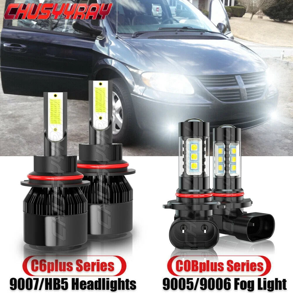 LED Headlight + Fog Light Bulbs Kit 4X Y9813