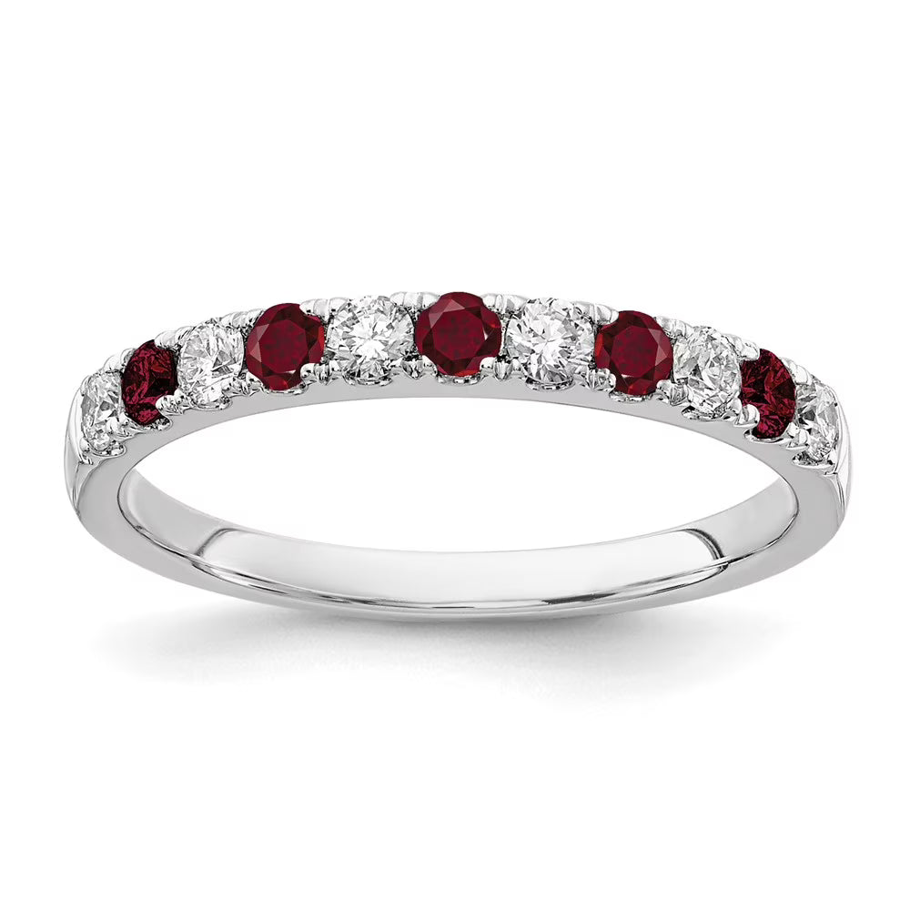 14k White Gold Ruby & Lab Grown Diamonds Engagement Ring Q11099