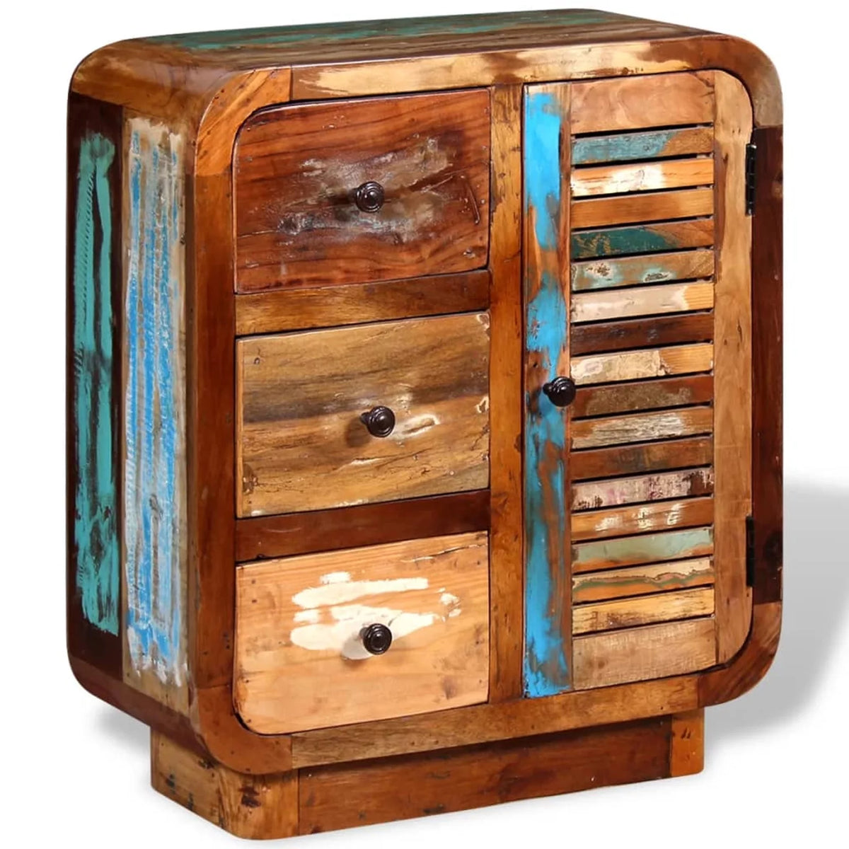 Sideboard Cupboard Cabinet with a Door and 3 Drawers Solid Reclaimed Wood Y38211
