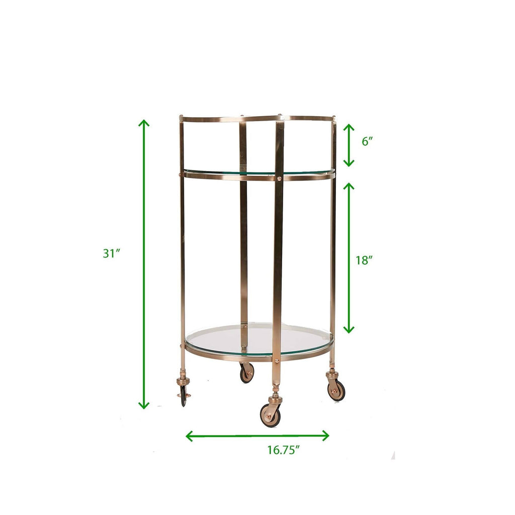 2 Tier Metal Bar Cart with Glass Top O240