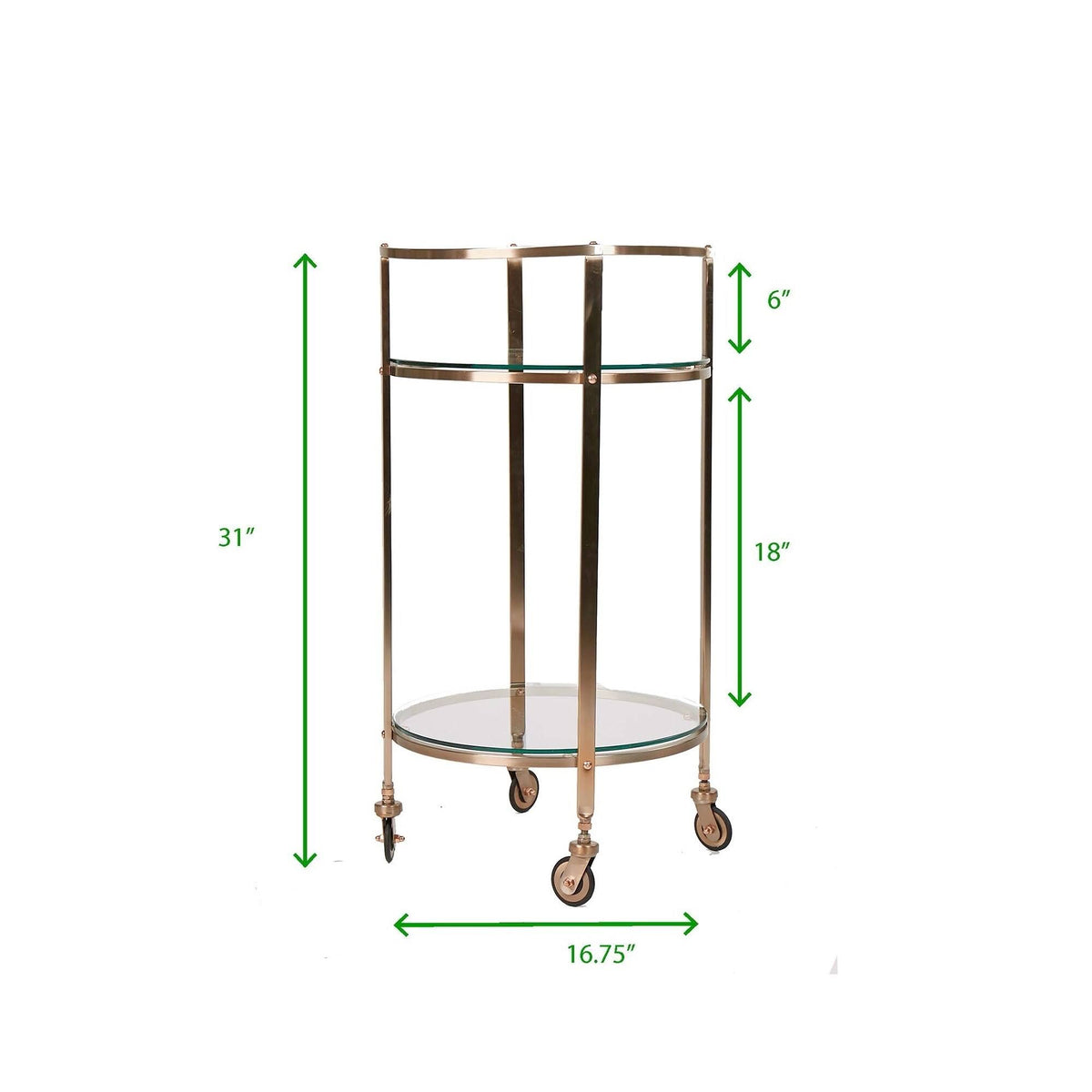 2 Tier Metal Bar Cart with Glass Top O240