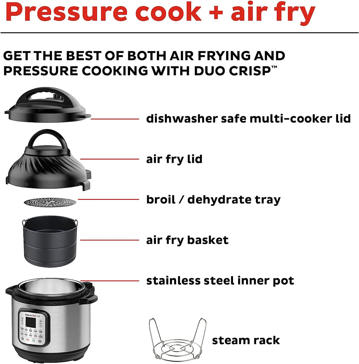 11-in-1 Air Fryer and Pressure Cooker Combo, 8 Quart D853