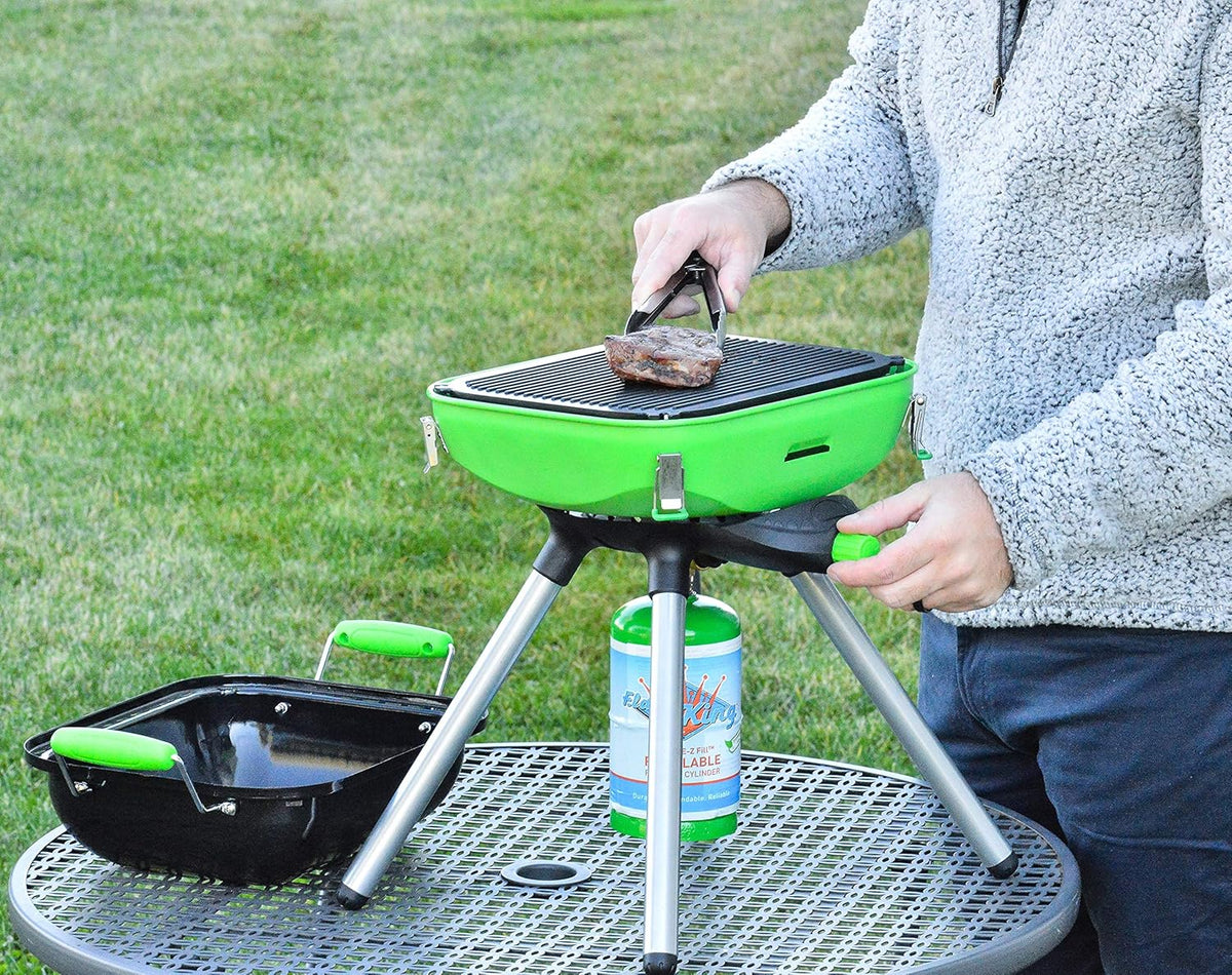 Portable Propane BBQ Grill Camp Stove, 8000 BTU Light Green/Black A500120