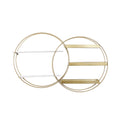 34"W 20"H MDF and Metal Contemporary Wall Shelf, Gold, 1-Piece R29246