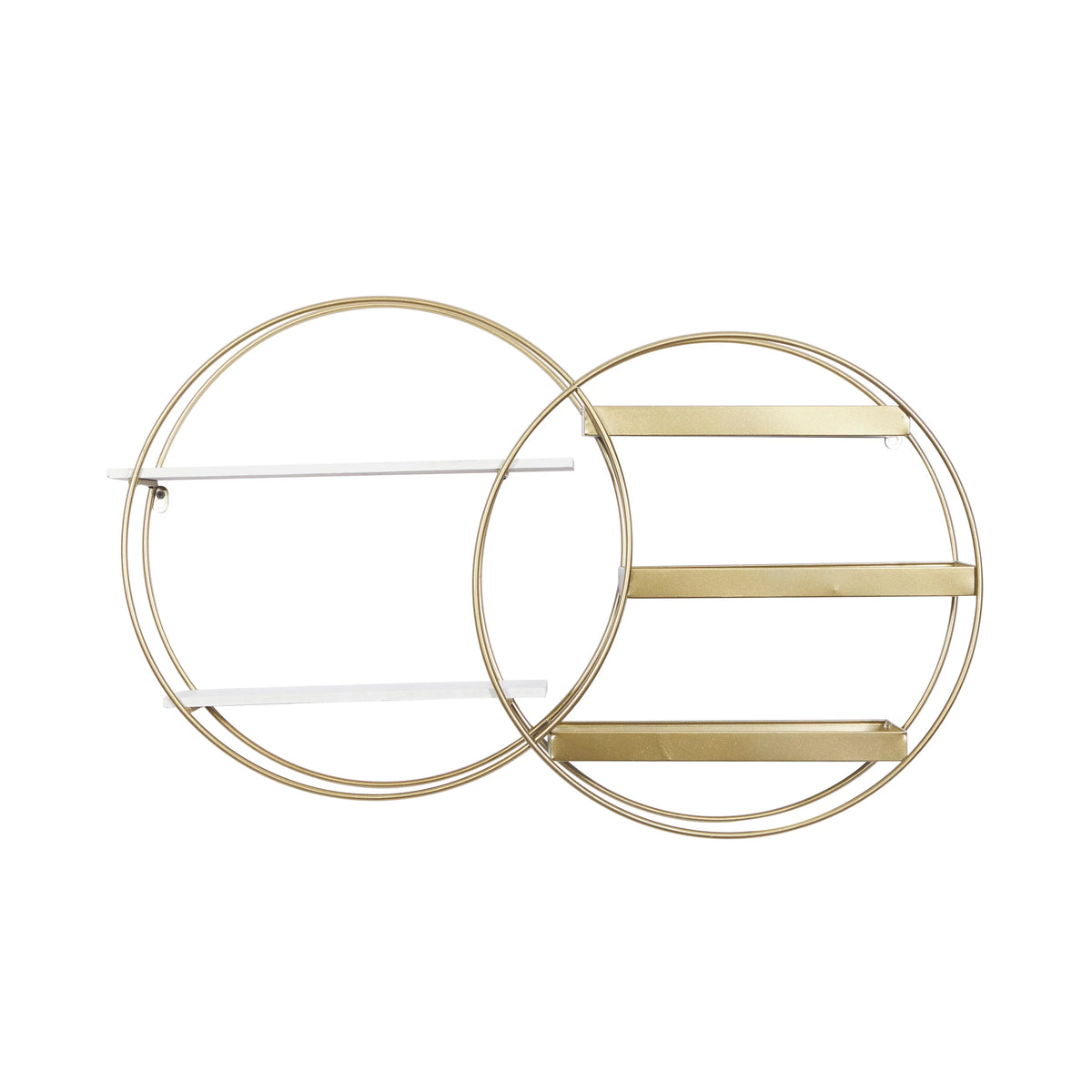 34"W 20"H MDF and Metal Contemporary Wall Shelf, Gold, 1-Piece R29246