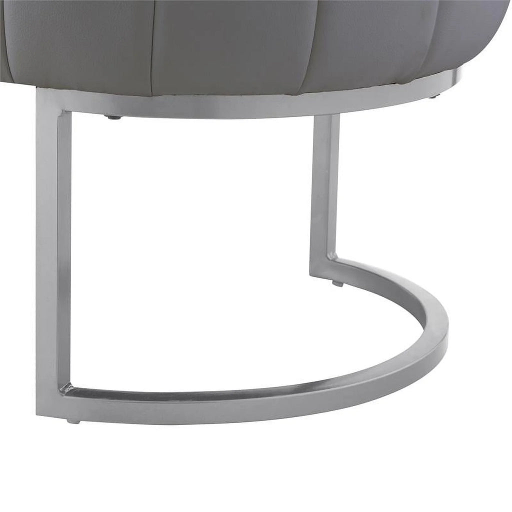 Grey & Silver Leather PU Bench A976