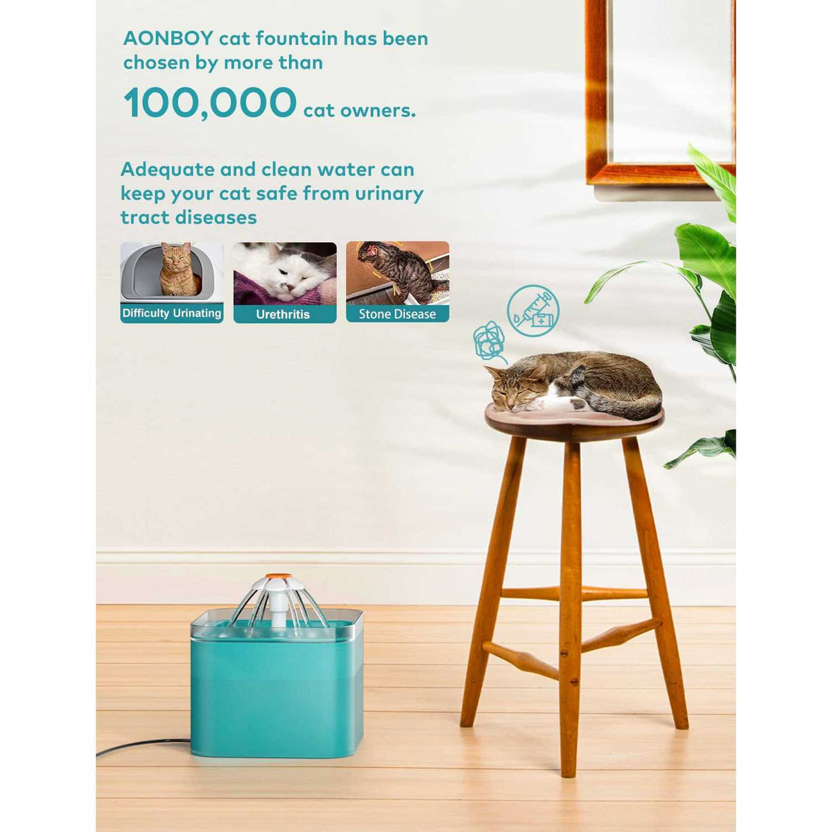 Cat Water Fountain 67oz 2L U8799
