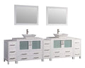 108 in. White Double Sink Vanity Cabinet with Ceramic Vessel Sink & Mirror Y305