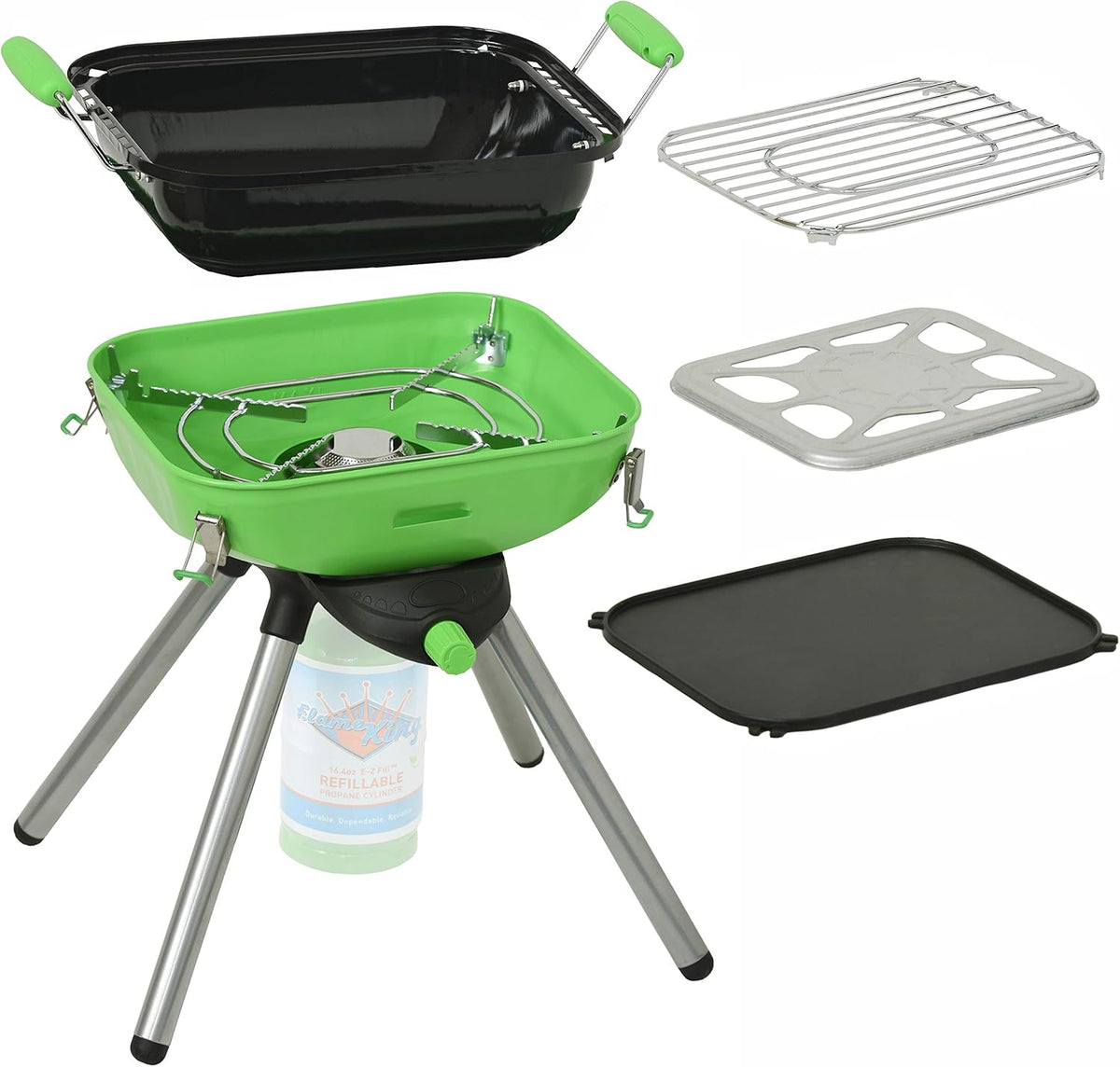 Portable Propane BBQ Grill Camp Stove, 8000 BTU Light Green/Black A500120