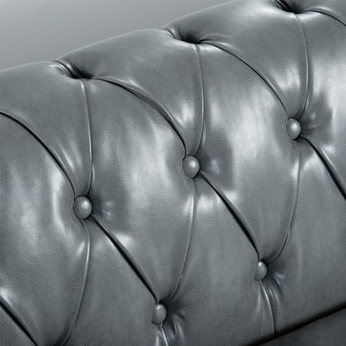 Orange 3 Seater PU Chesterfield Couch with Wooden Legs E38983