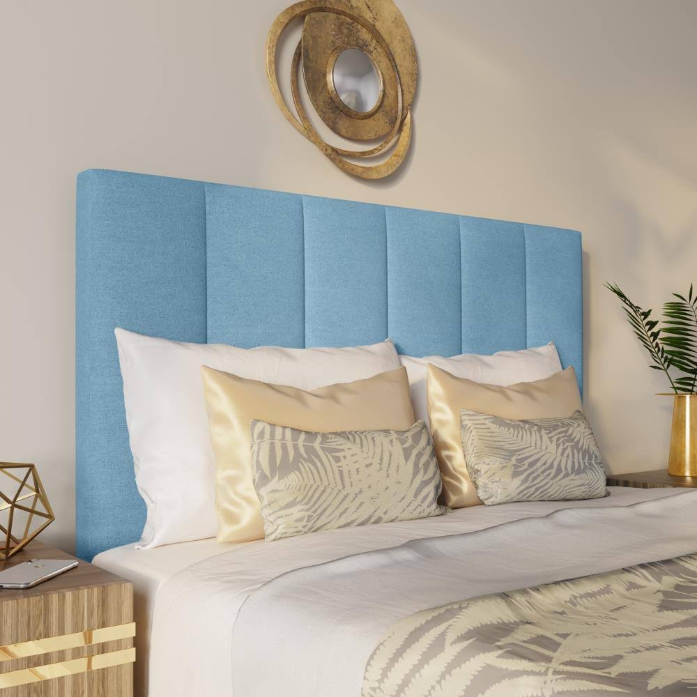 Blue Fabric Vertical Channel Twin Headboard R66071