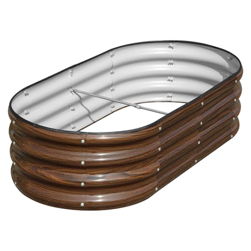 Galvanized Raised Garden Bed, 4x2x1ft Oval Metal Planter Box J651266