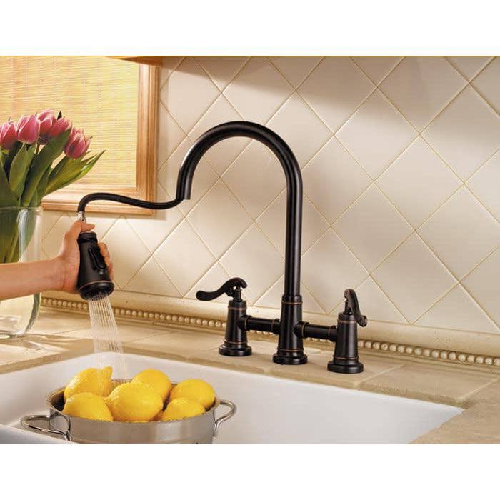 Brushed Nickel 2-Handle Pull-Down Kitchen Faucet H2722