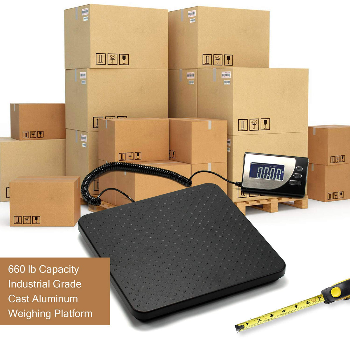 Digital Heavy Duty Postal Shipping Scale, Cast Aluminum Pan, Backlit LCD, AC Adapter, Multi Weight Unit, Pack of 2 M182