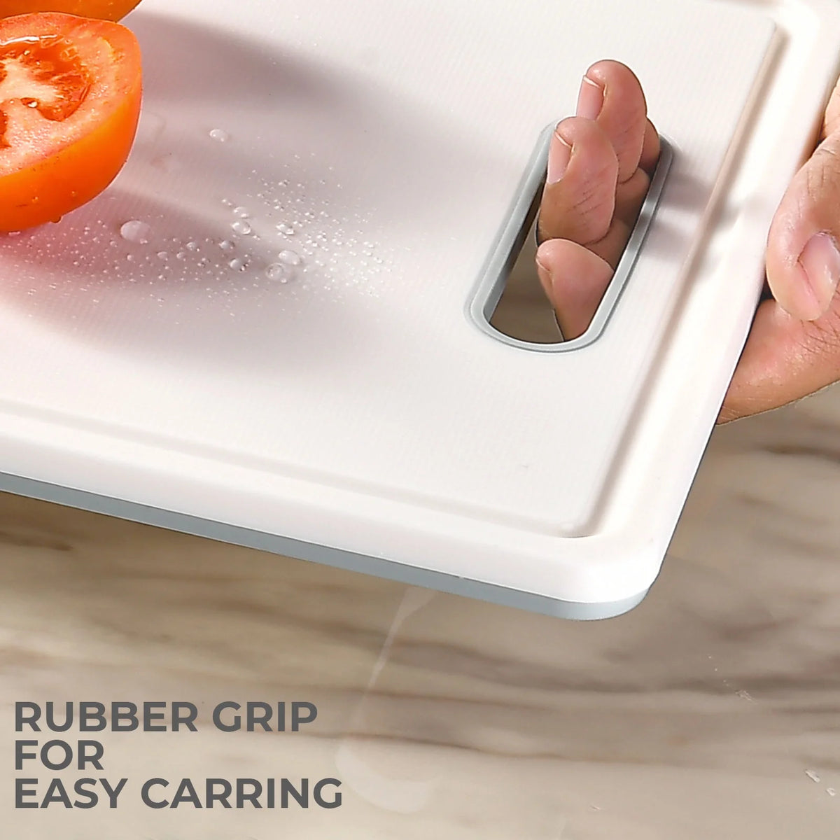Chalk White Plastic Cutting Board Set with Defrosting Tray O91898