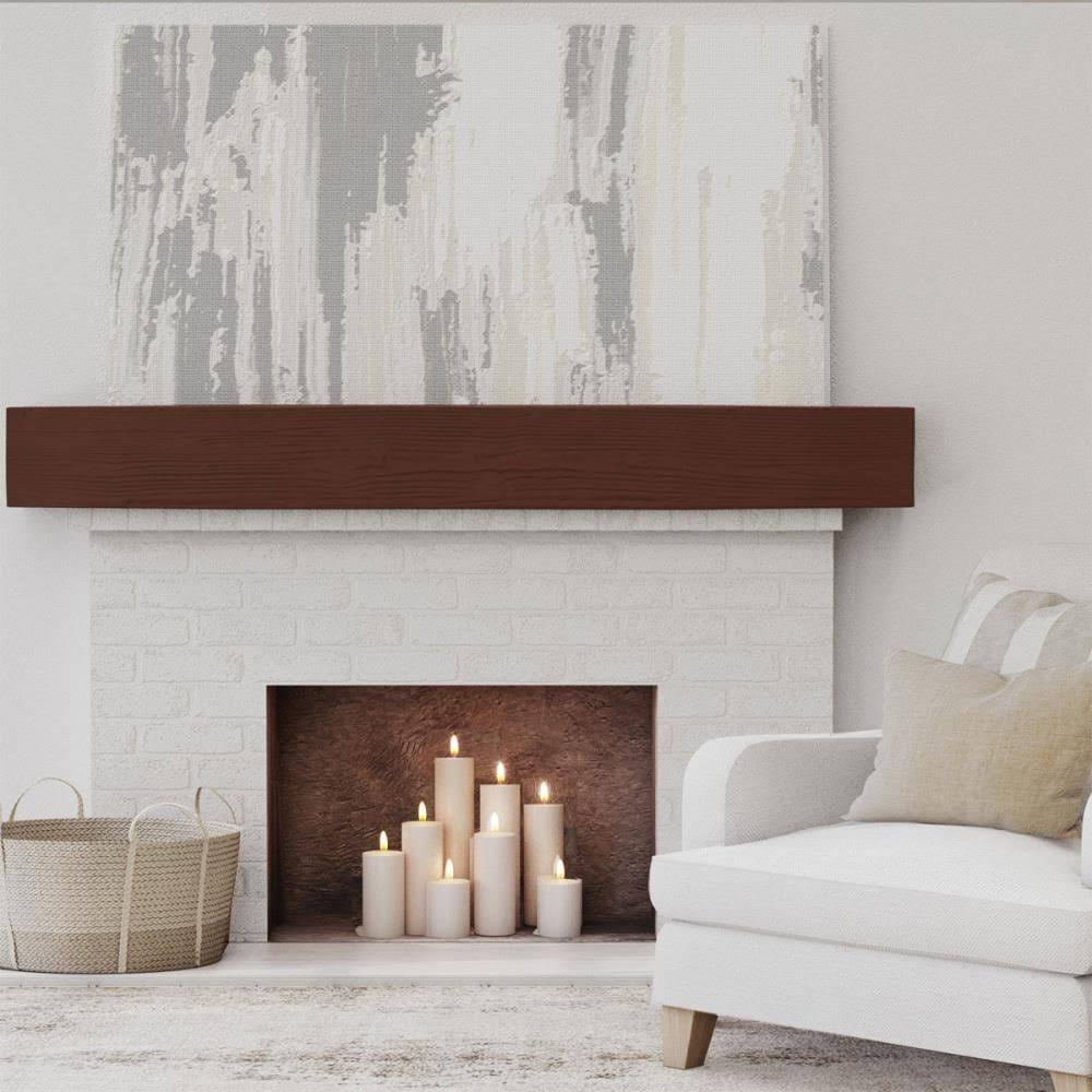 Sandblasted Faux Wood Fireplace Mantel, Natural Pecan V414267