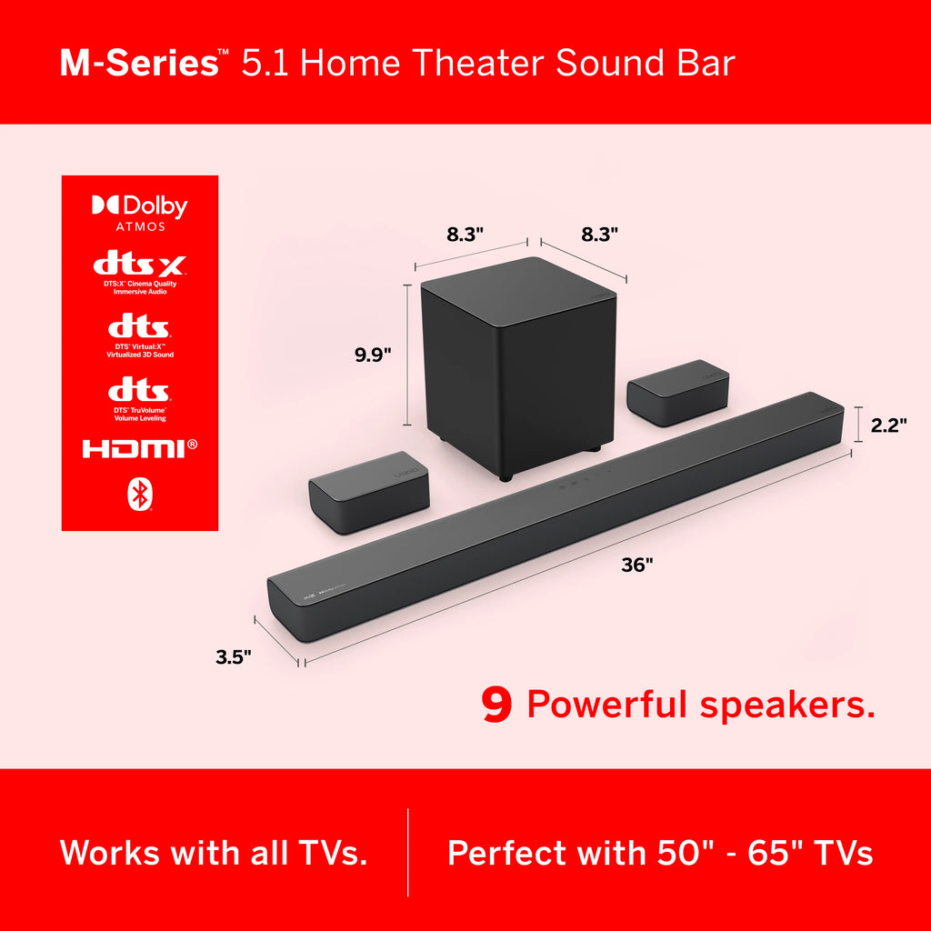 5.1 Sound Bar with Dolby Atmos, DTS:X, Bluetooth M388