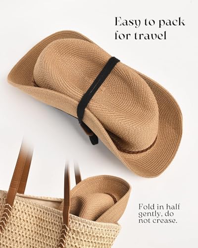 Wide Brim UV UPF 80+ Foldable Packable Straw Sun Hat G188