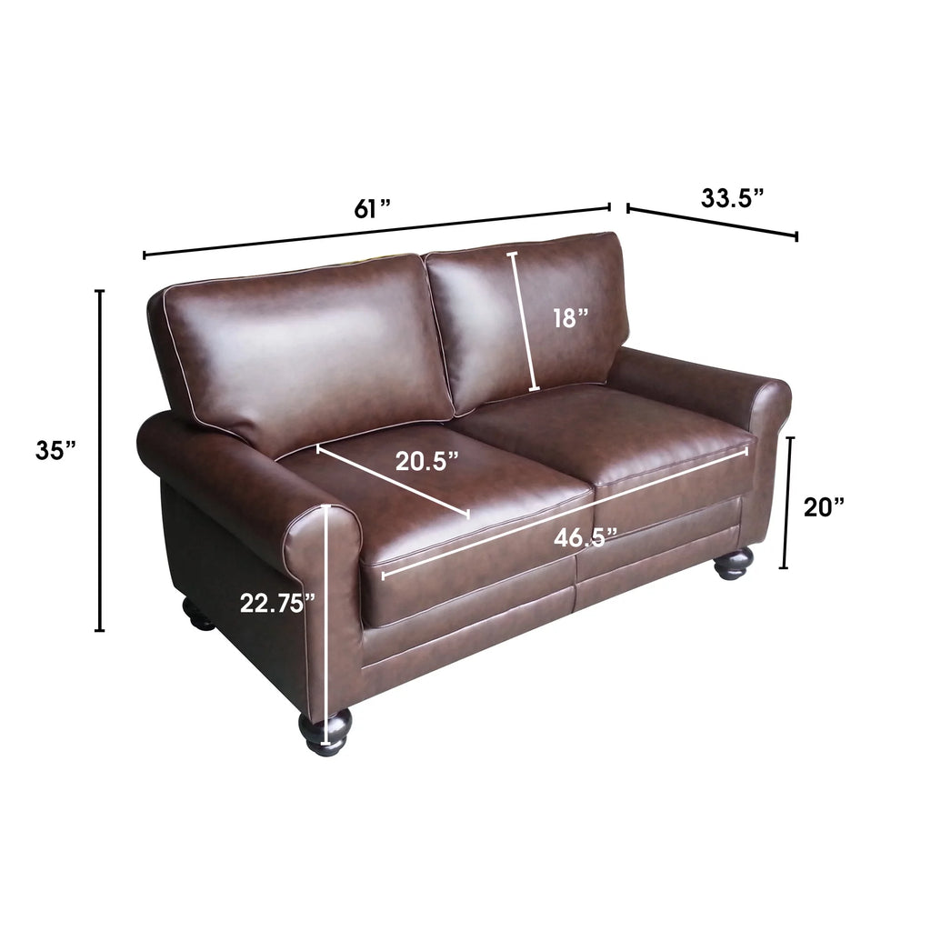 Chestnut Brown Leather Loveseat T953