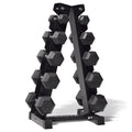 150 lb Rubber Hex Dumbbell Set with Rack J4250