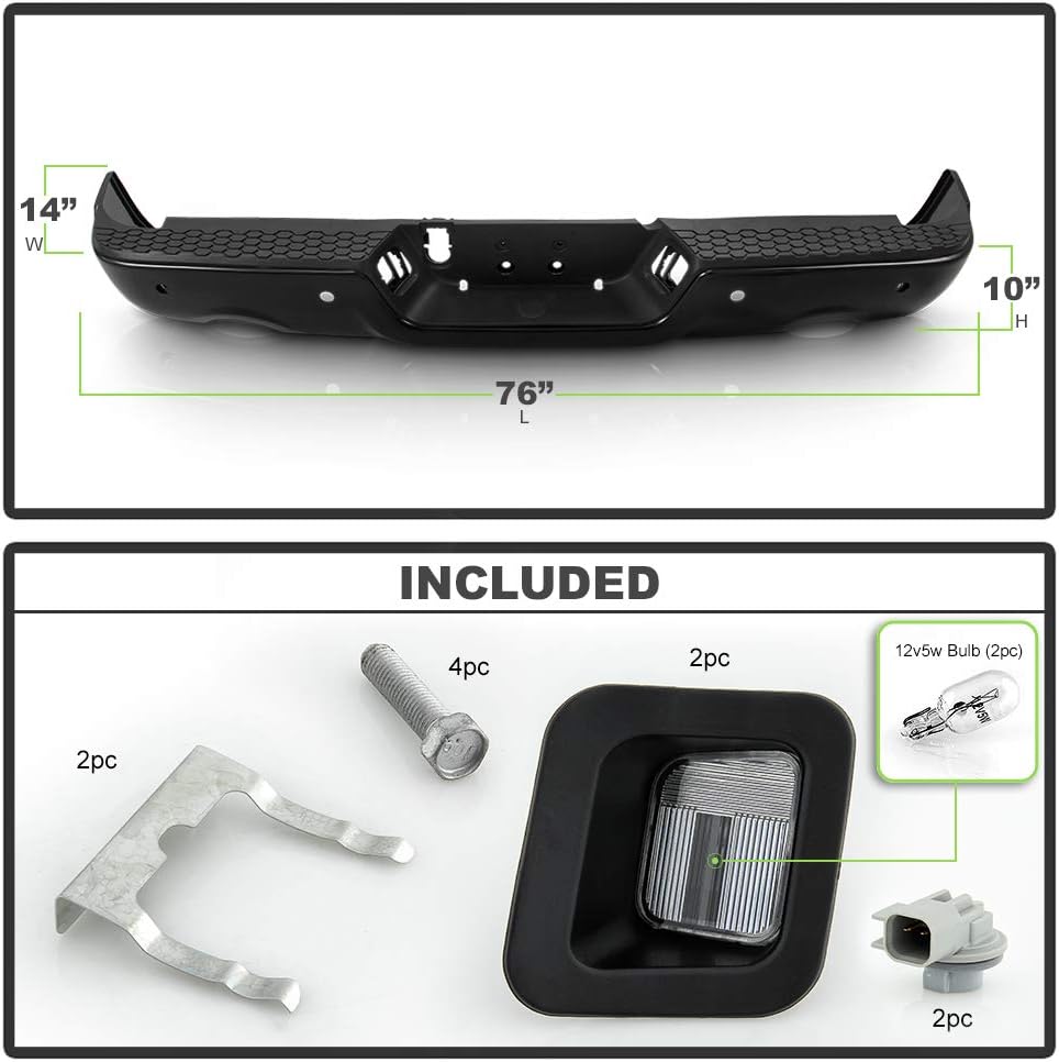 Black Steel Rear Step Bumper Assembly G566
