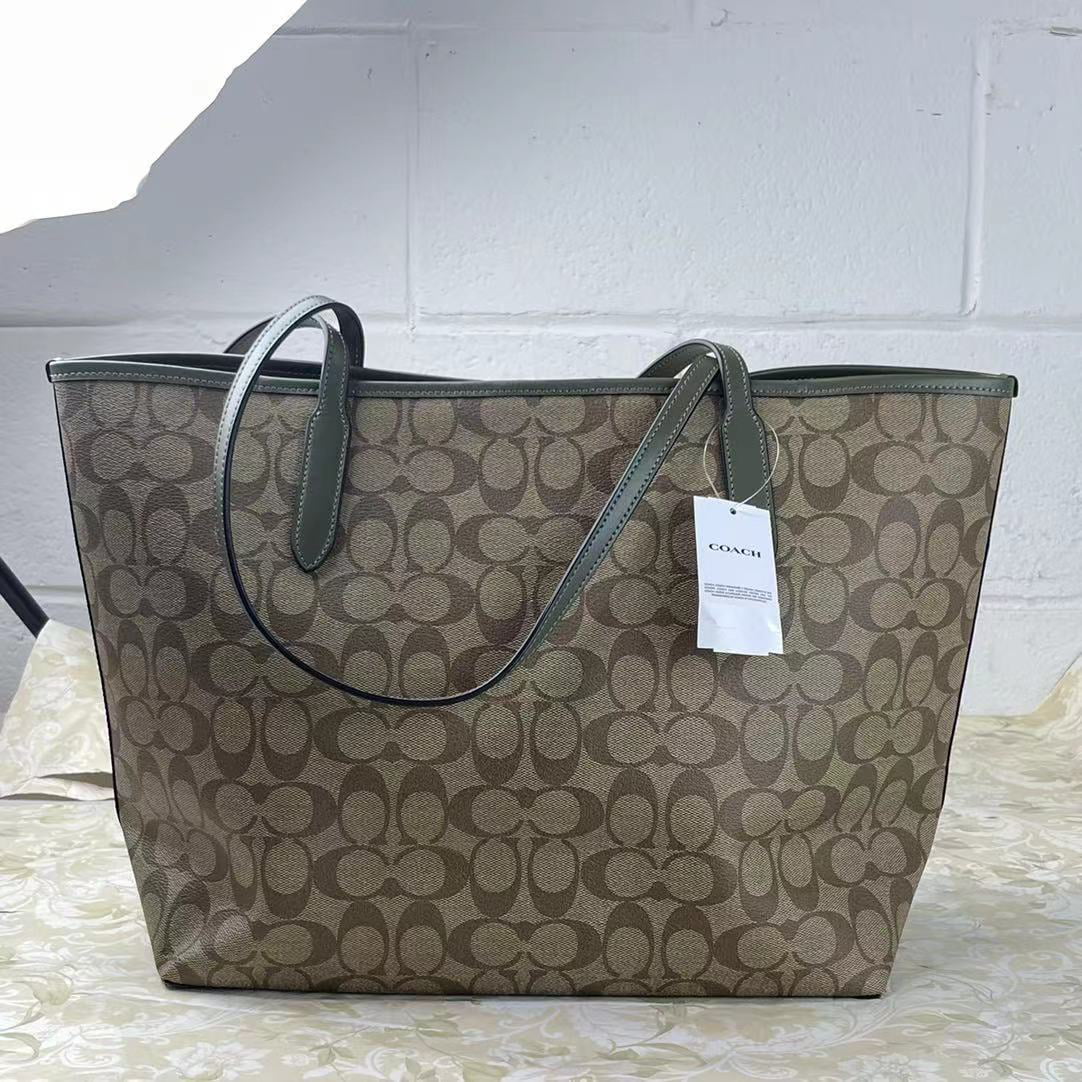 Signature Canvas Khaki Tote W340