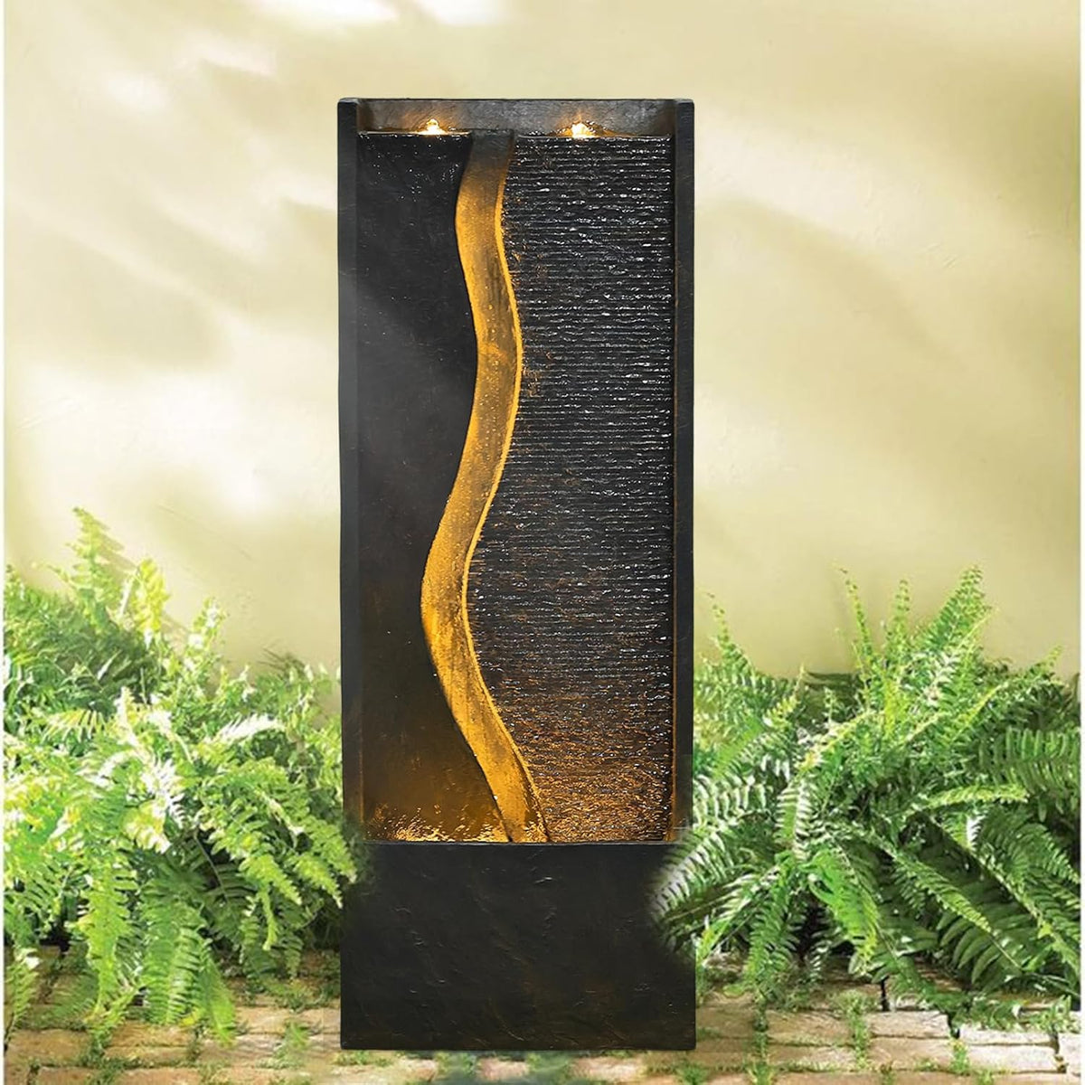 4.1ft Outdoor Water Fountain with LED Lights, Rusty Dark Gray M129911