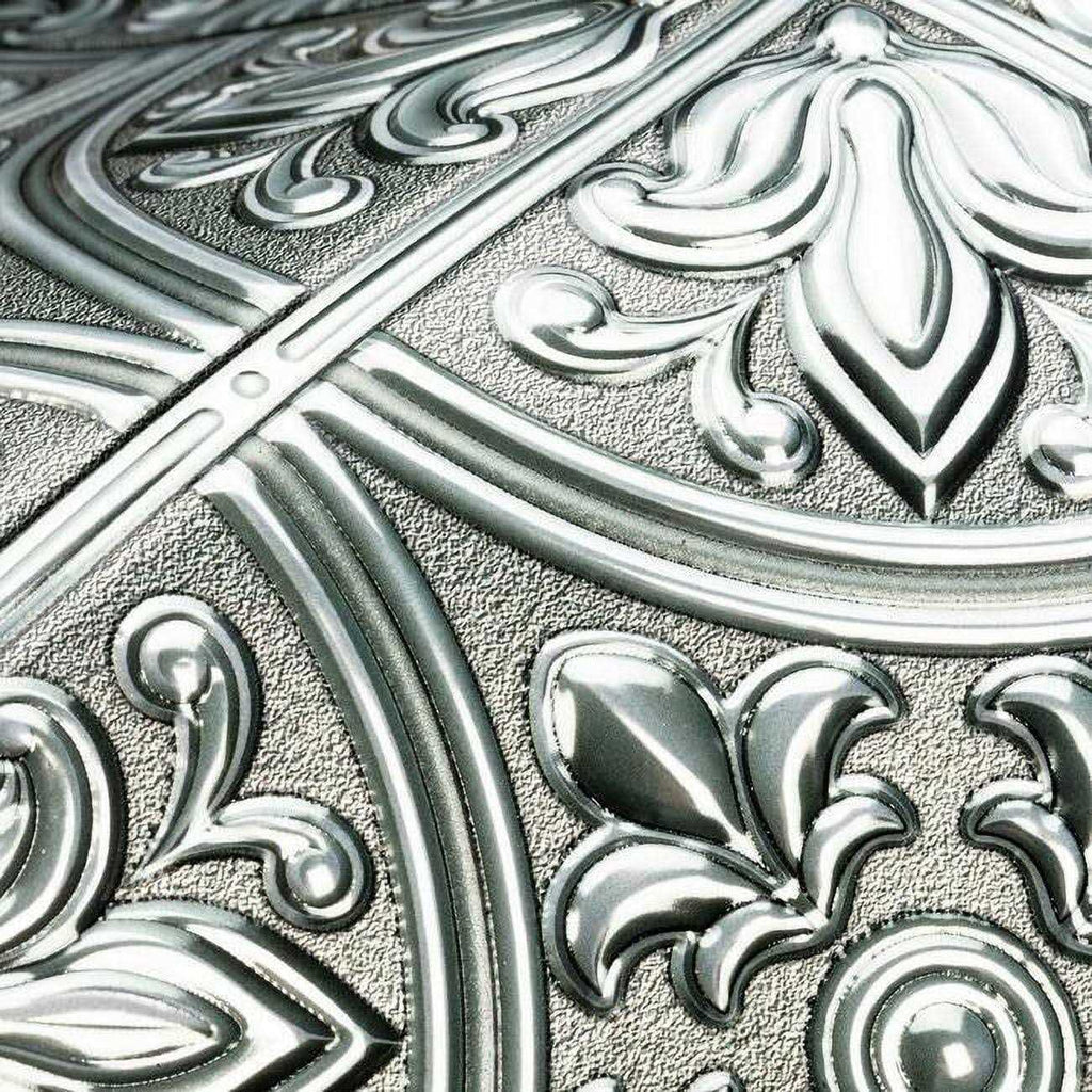 Silver Tin Peel and Stick Tile Backsplash L316