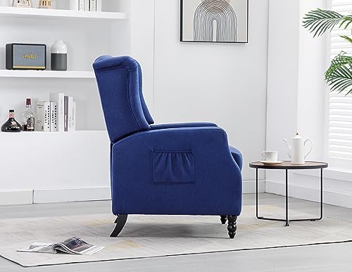 Navy Wingback Recliner Chair Set of 2 E29531