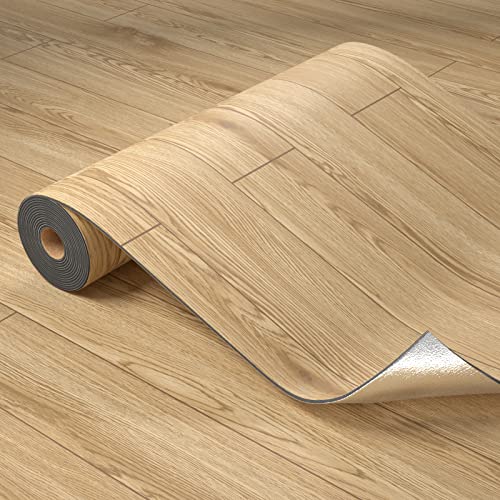 Light Wood Peel and Stick Vinyl Flooring Roll 23"x 393" 64 Sq.Ft S604717