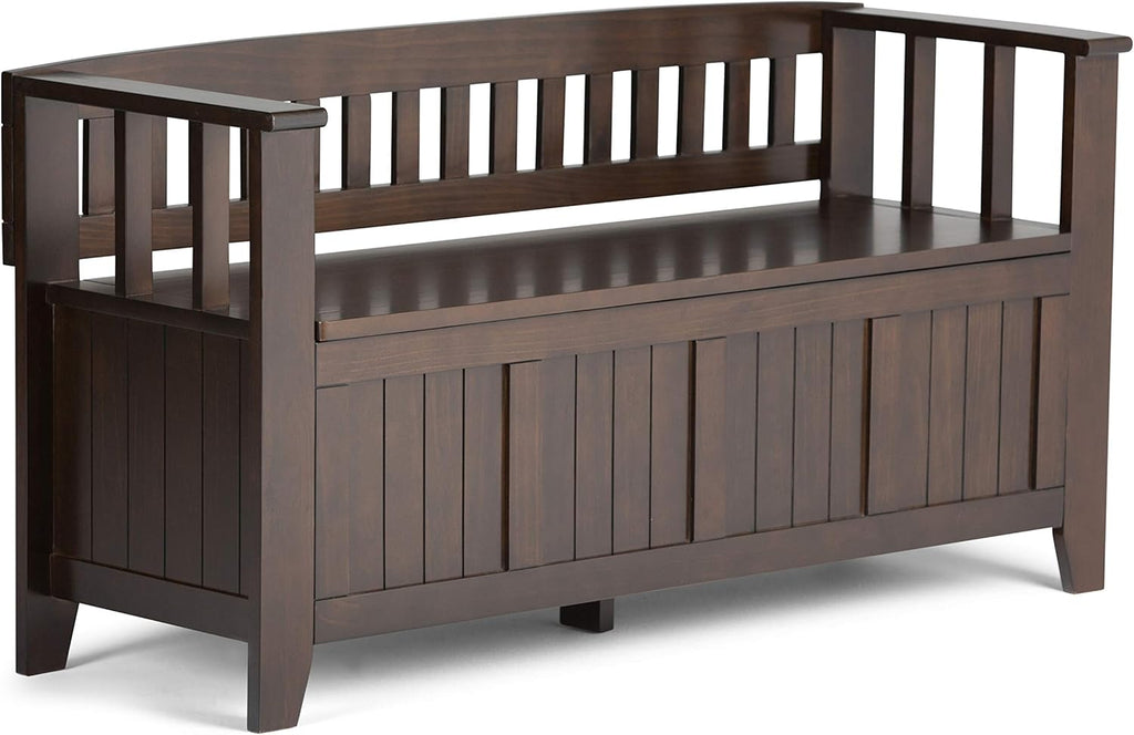 White Solid Wood 48 inch Storage Bench Z394